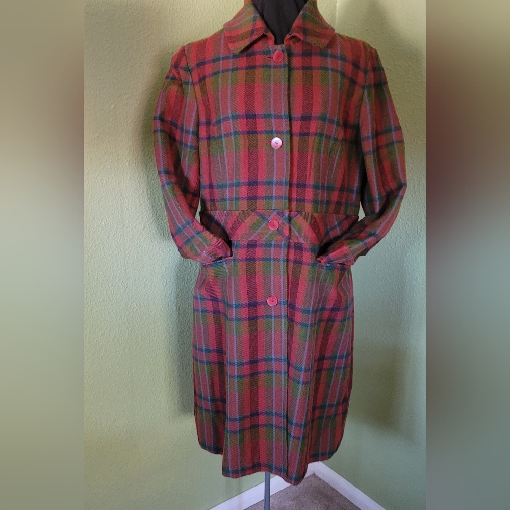 Halogen Unique Vintage Plaid Women's Long Coat XL - Picture 10 of 15